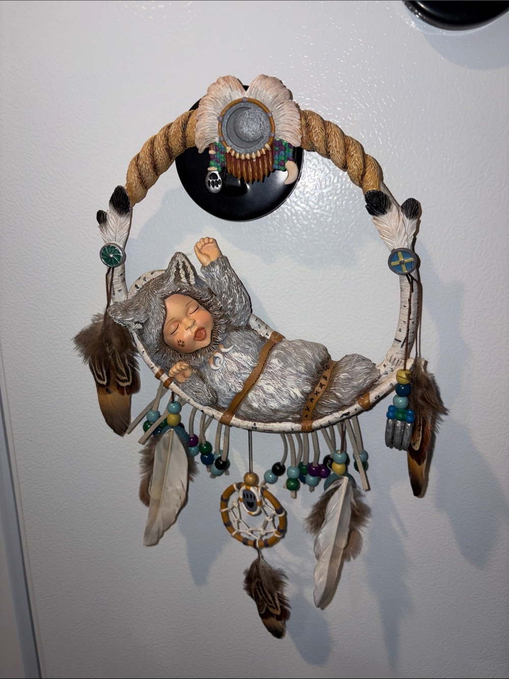 The Bradford Exchange Brown, Cream and Tan Dreamcatcher Baby in Cradle Necklace - Picture 7 of 8